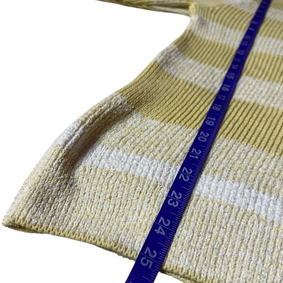 ZARA Butter Yellow & White Striped Long Sleeve Oversized Crew Neck Sweater - Picture 7 of 11